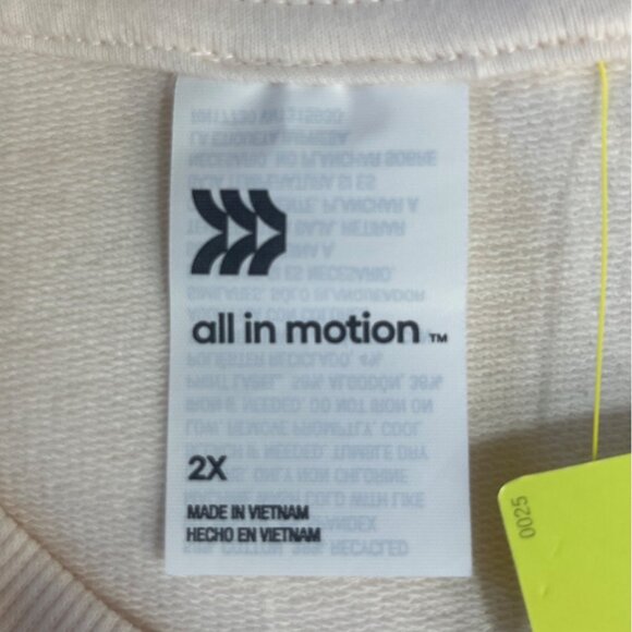 All In Motion French Terry Sweatshirt Womens 2X Ivory New - Picture 6 of 9